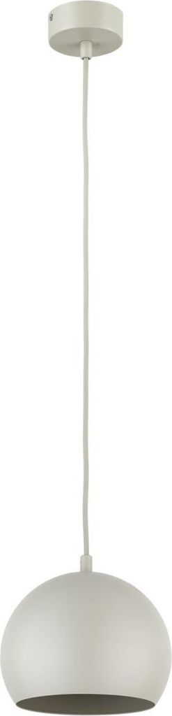 Hängeleuchte Metall D: 17 cm rund H: max. 150 cm Beige E27 Kugel Schirm Retro