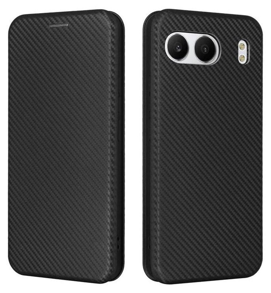 Hülle für OnePlus Nord 4 - Phonesta Carbon Fiber Skin Book Wallet Klapphülle - Schwarz