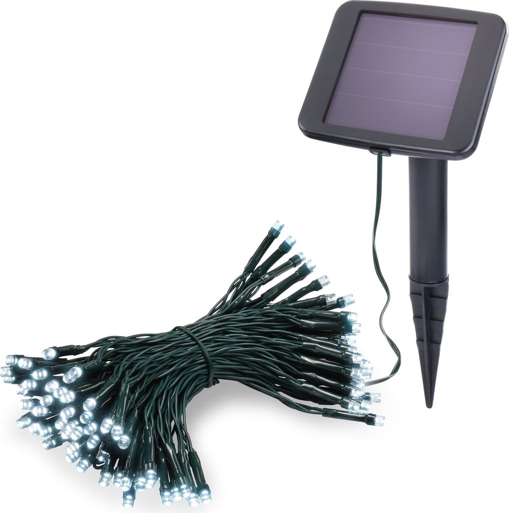 esotec Solar Lichterkette mit 100 kaltweißen LEDs outdor außen wetterfest 102169