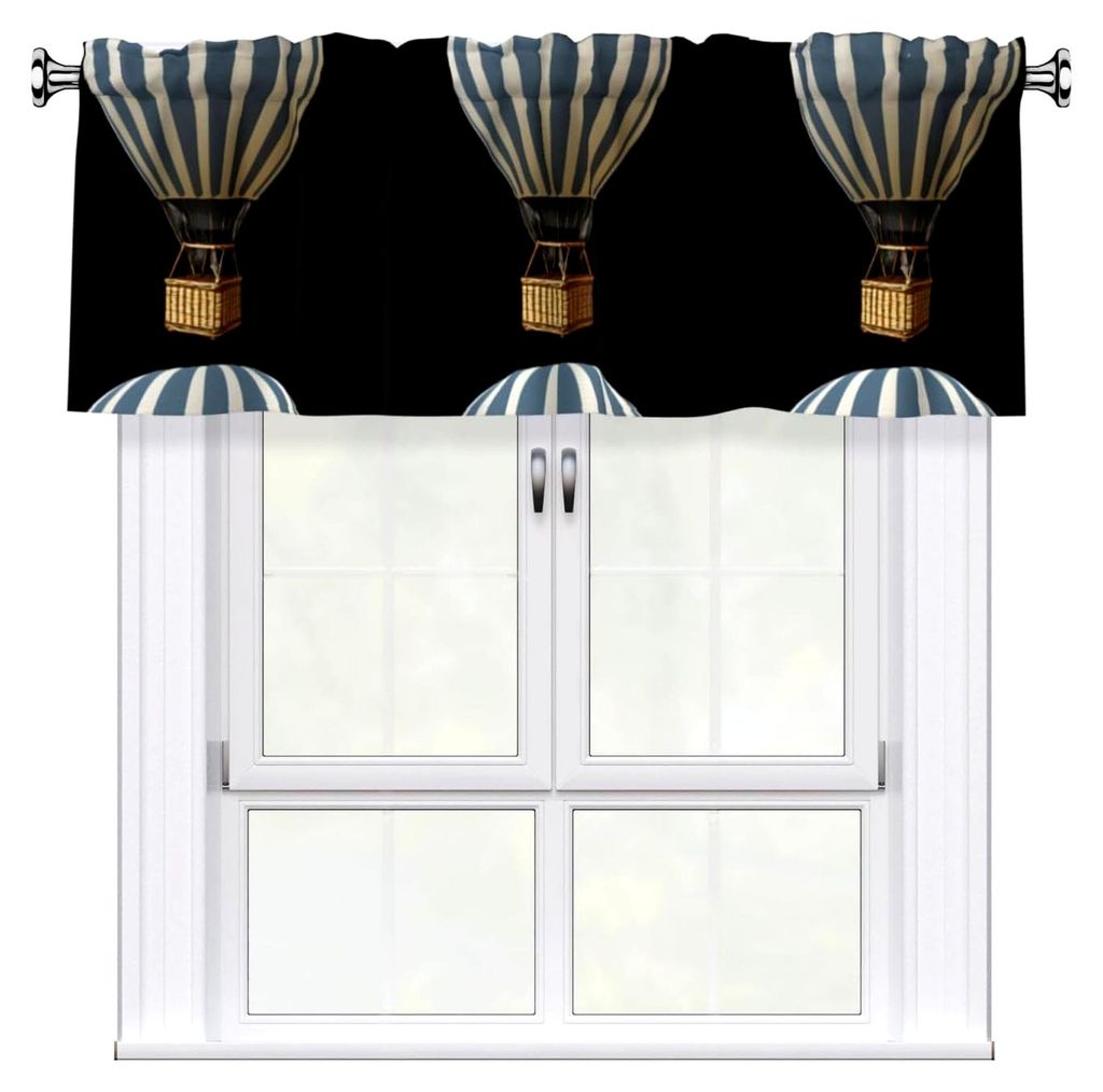 Heißluftballon-Druck Vorhang mit kurzer Stange, 137,2 x 45,7 cm, für Küchenfenster, Badezimmer, Waschküche und Studios