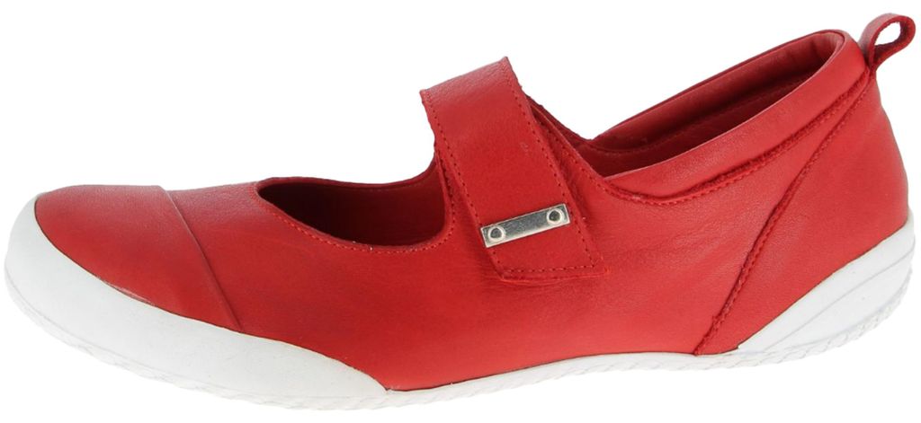 Andrea Conti Damen Riemchenballerina aus Leder mit Klettverschluss 0341066, Größe:38 EU, Farbe:Rot
