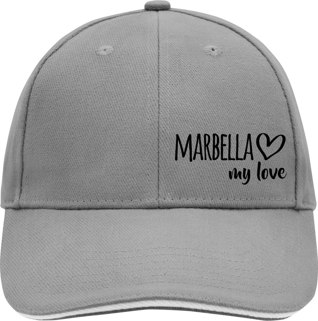 Huuraa Cappy Mütze Marbella my love Dark Grey/White Baumwolle 6-Panel Kappe Geschenkidee