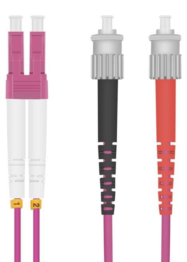 helos LWL Patchkabel OM4 Duplex 3,0mm LC-ST 50/125μm erikaviolett 20m LSZH