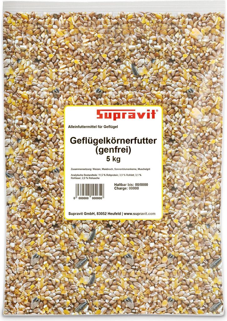 Supravit Geflügelkörnerfutter 5kg| Ohne Gentechnik | Produktbild 