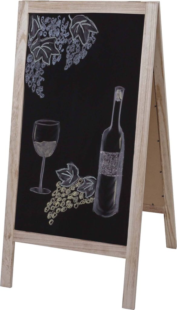 XL Werbetafel MCW-C17, Aufsteller Kreidetafel Kundenstopper, 2 Schreibflächen klappbar, 100x50cm naturfarben