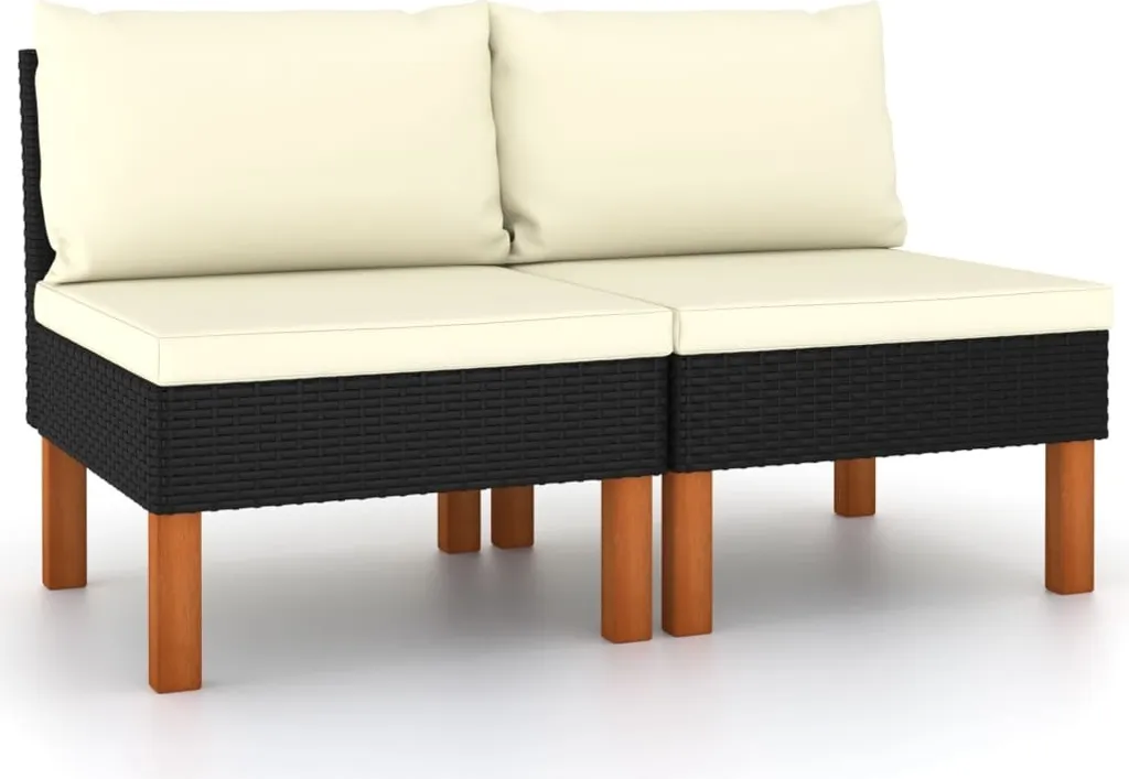 Divano The Living Store Centre 2 pz. Poly rattan e legno massiccio di eucalipto