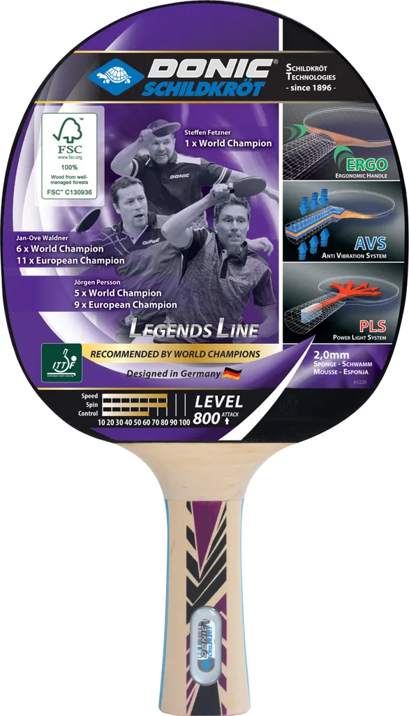 Raquette de Tennis de Table Donic Schildkröt Legends 800 Ergo FSC