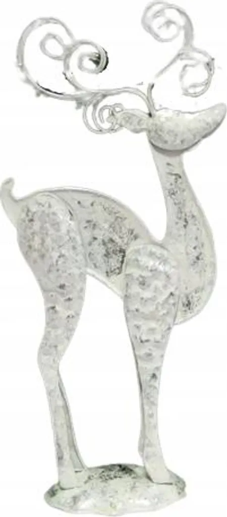 Renne de Noël en métal 50x22 cm RENIFER, statue décorative plate argent