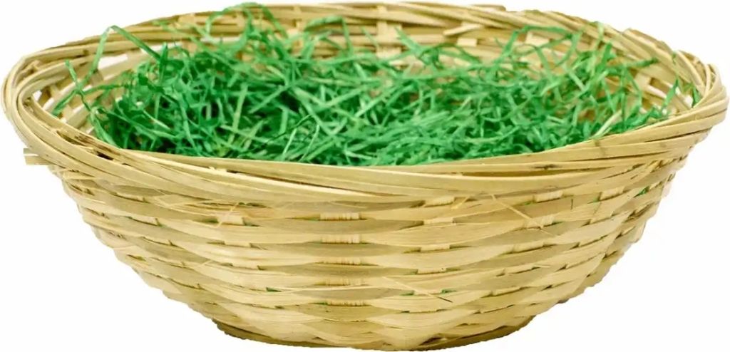 Bambuskorb mit Ostergras natur, 20x8cm, mit Ostergras Produktbild 