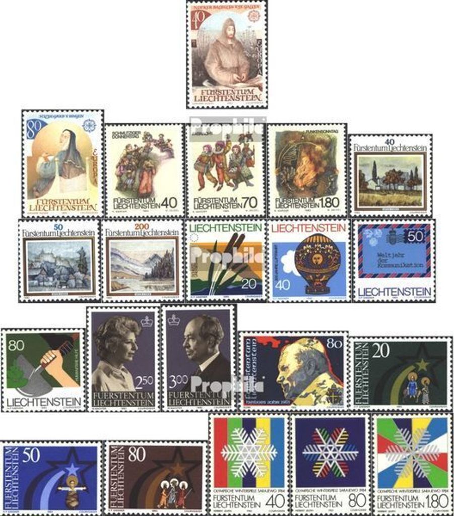 Briefmarken Liechtenstein 1983 Mi 816-836 (kompl.Ausg.) Jahrgang 1983 komplett postfrisch Europa