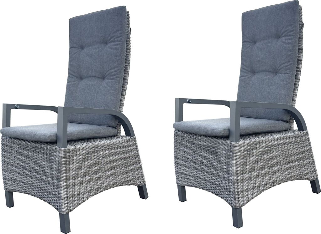 Garden Pleasure 2x Hochlehner RANA Set Garten Stuhl Poyrattan verstellbar Stühle