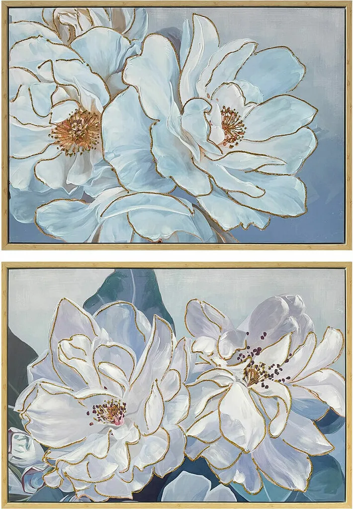 Décoration Murale Fleurs Romantiques 100x70 cm DKD Home Decor - 2 Unités