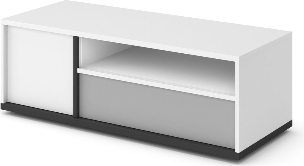 TV-Schrank IMOLA IM-13 Fernsehschrank 120 cm Fernsehtisch Lowboard Schrank Modern (Weiß / Grau)