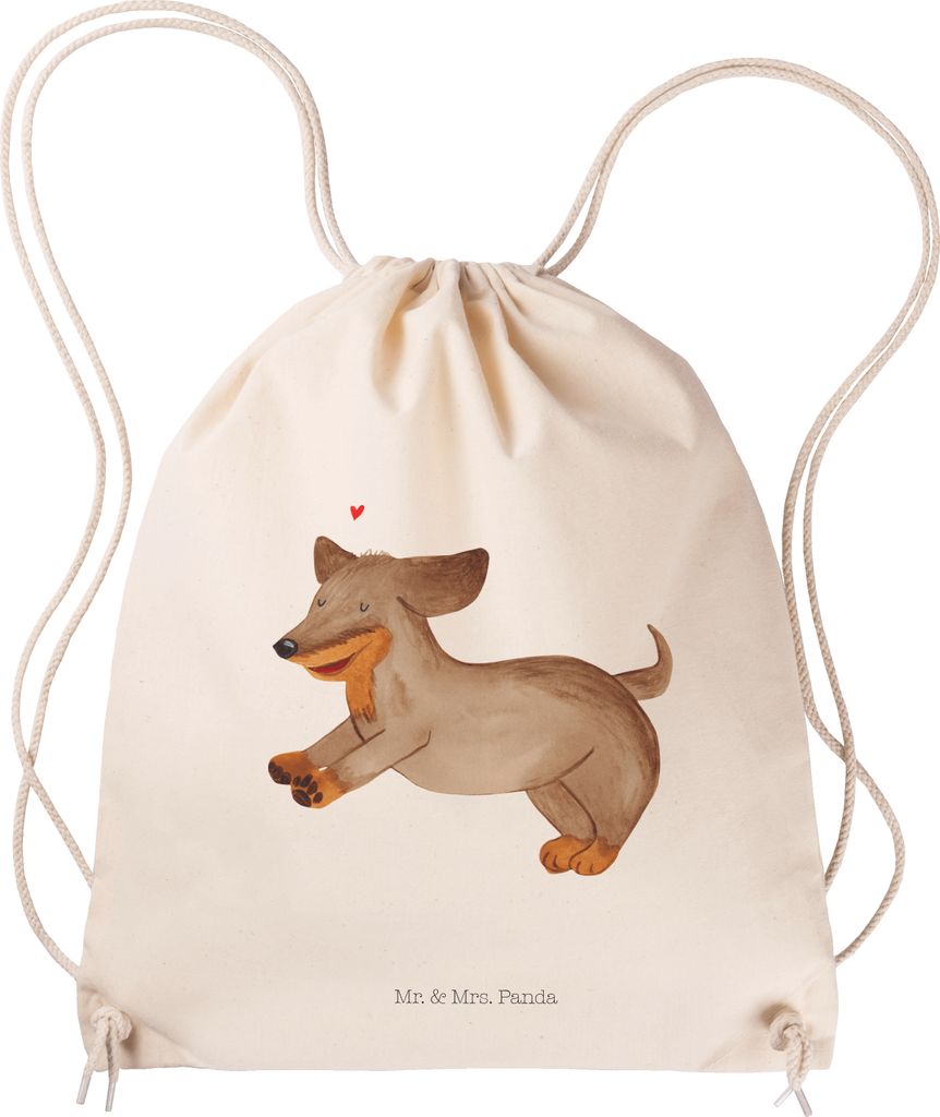 Mr. & Mrs. Panda Drawstring Bag Hund Dackel - Transparent - Geschenk, baumwoll rucksack, Stoffbeutel, Braun, kordel, Jutebeutel, Sprüche, Beutel, ...