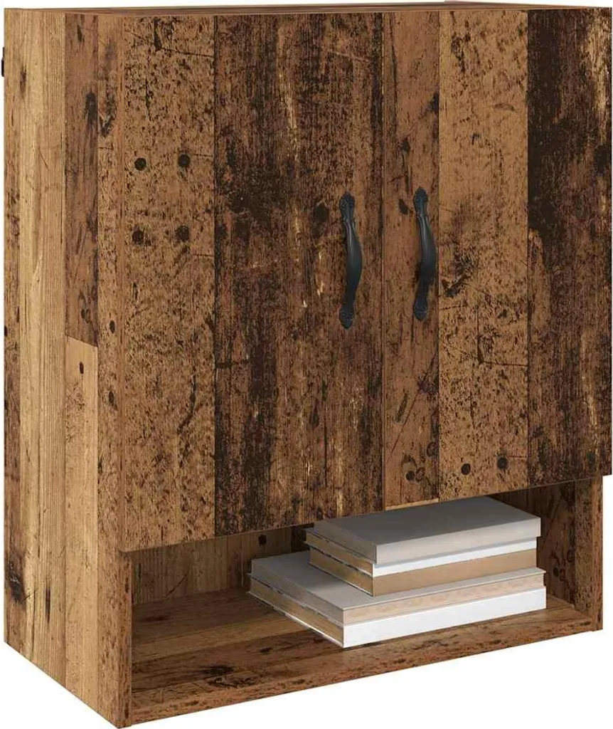 Treocho Armadietto Da Parete In Legno Blu – Mobiletto Per Bagno Con Ante E Ripiano Regolabile – Stile Rustico