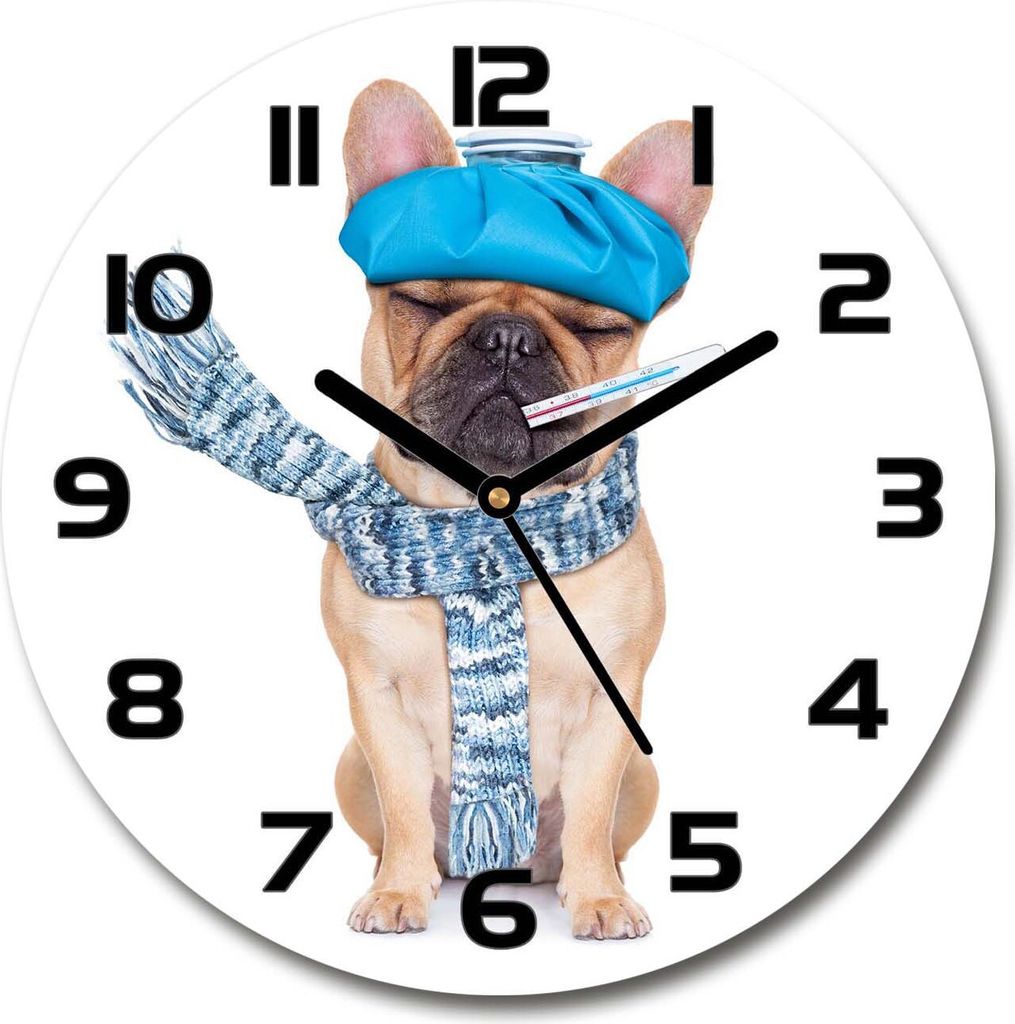 Wanduhr aus Glas 30fi Glasbild Glasuhr Gehärtetes Glas - schwarze-zeiger - Ill dog