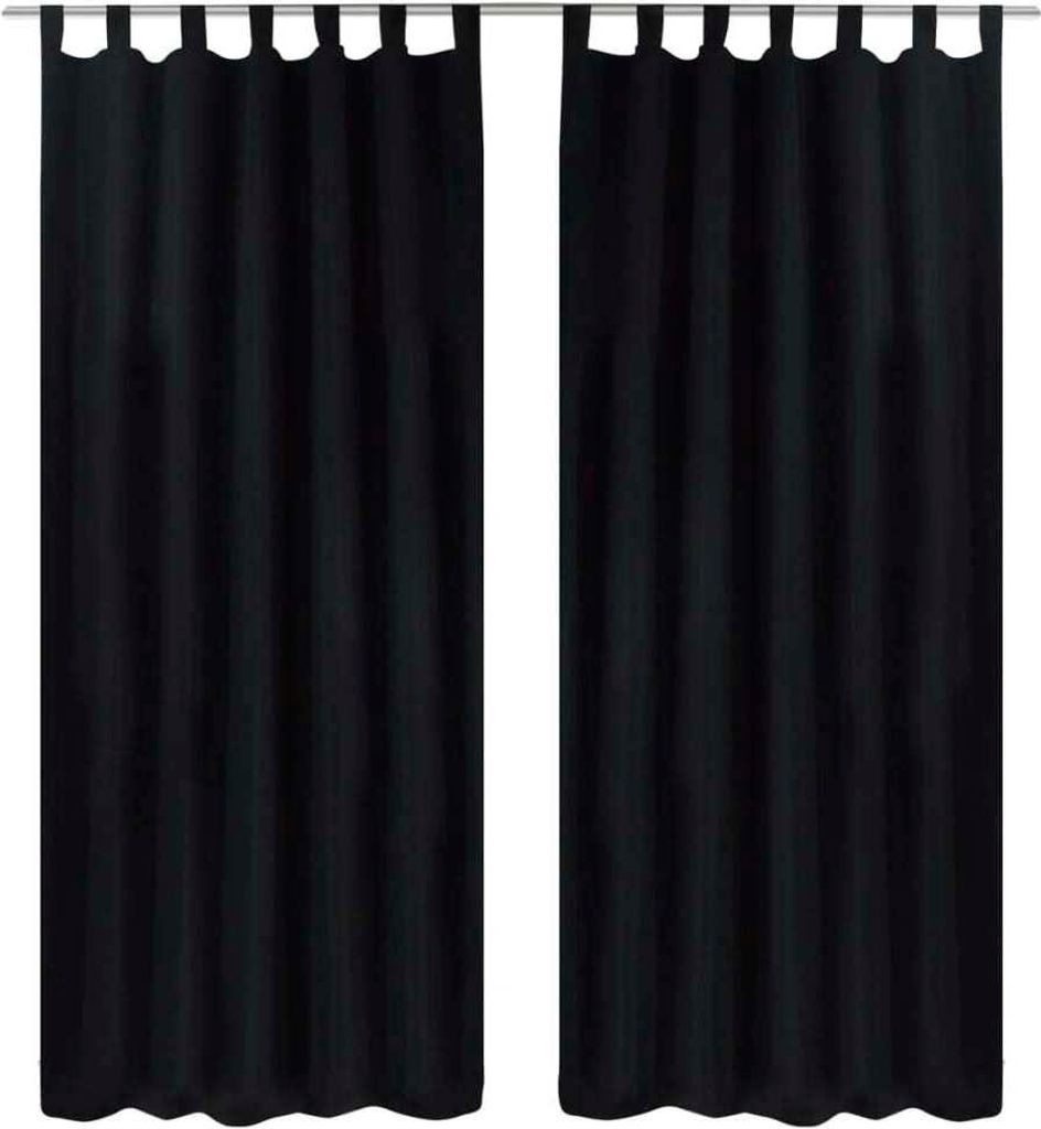 Vorhänge Gardinen aus Satin 2-teilig 140 x 225 cm Schwarz