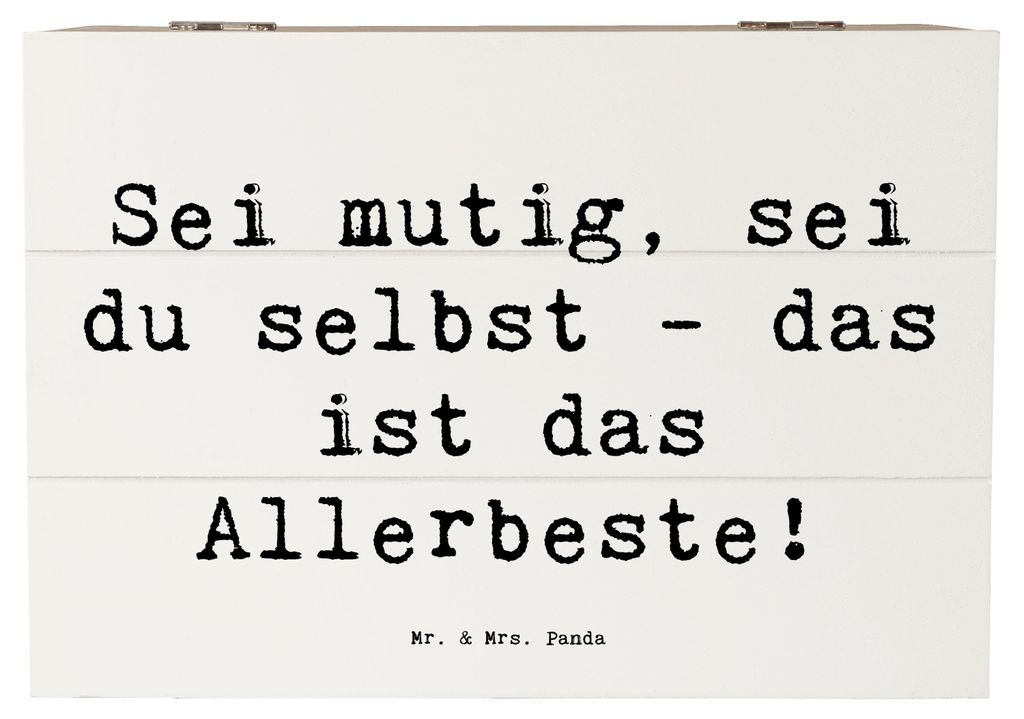 Mr. & Mrs. Panda Geschenkbox Spruch Mutig zu sich selbst stehen 22 x 15 cm - Weiß - Geschenk, Persönliches Wachstum, Ermutigung, Zuversicht, Auth...