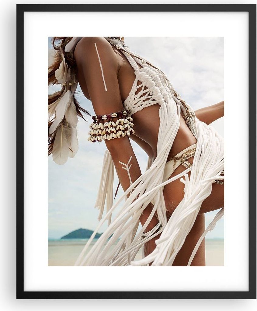 Gerahmtes Poster - Schwarzer Rahmen - Frau Freiheit Exotik - 40x50 cm - Wand Bild - Wanddeko - Wandbilder - Kunstposter - Wandposter - Bilderrahmen...