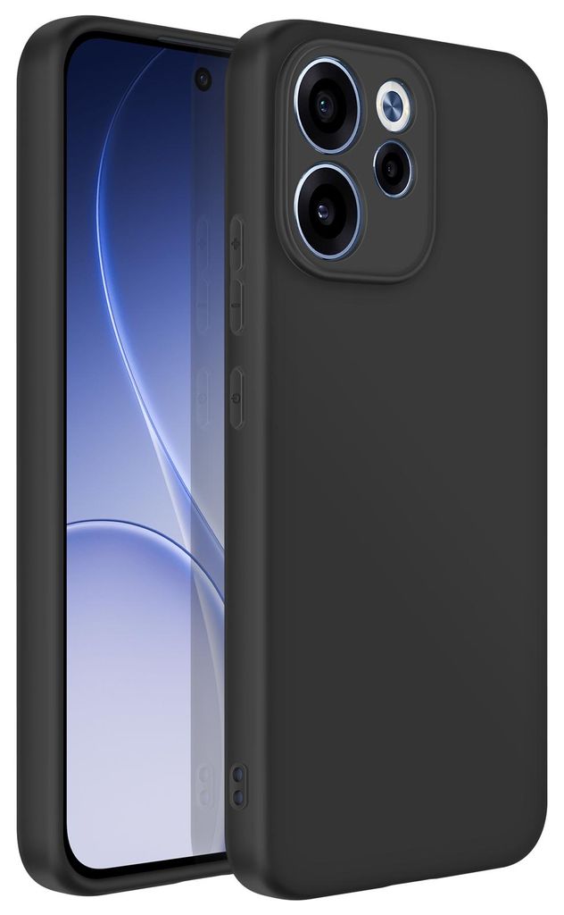 Avizar, Stoßfeste Silikonhülle mit oleophober Beschichtung für Oppo Reno 15F / 15 FS, Schwarz