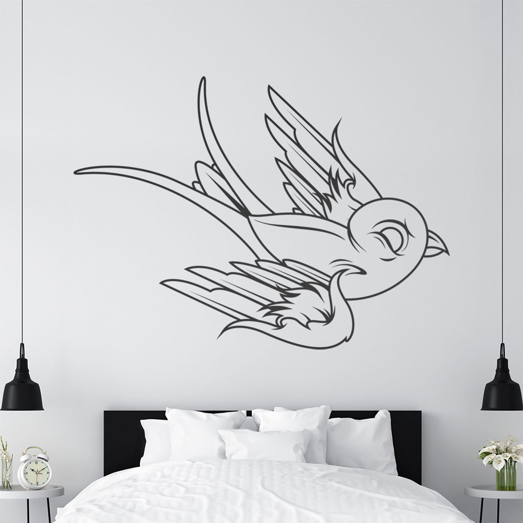 KIWISTAR Linien Vogel Fein Wandtattoo in 6 Größen - Wandaufkleber Wall Sticker - Dekoration, Küche, Wohnzimmer, Schlafzimmer, Badezimmer