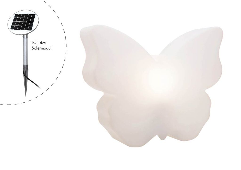 8 seasons - Motivleuchte Shining Butterfly 40 cm weiß Solar