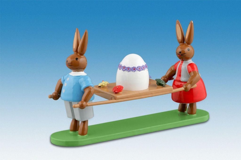 Osterdekoration Osterhasenfreunde mit Ei Höhe 7,5cm NEU
