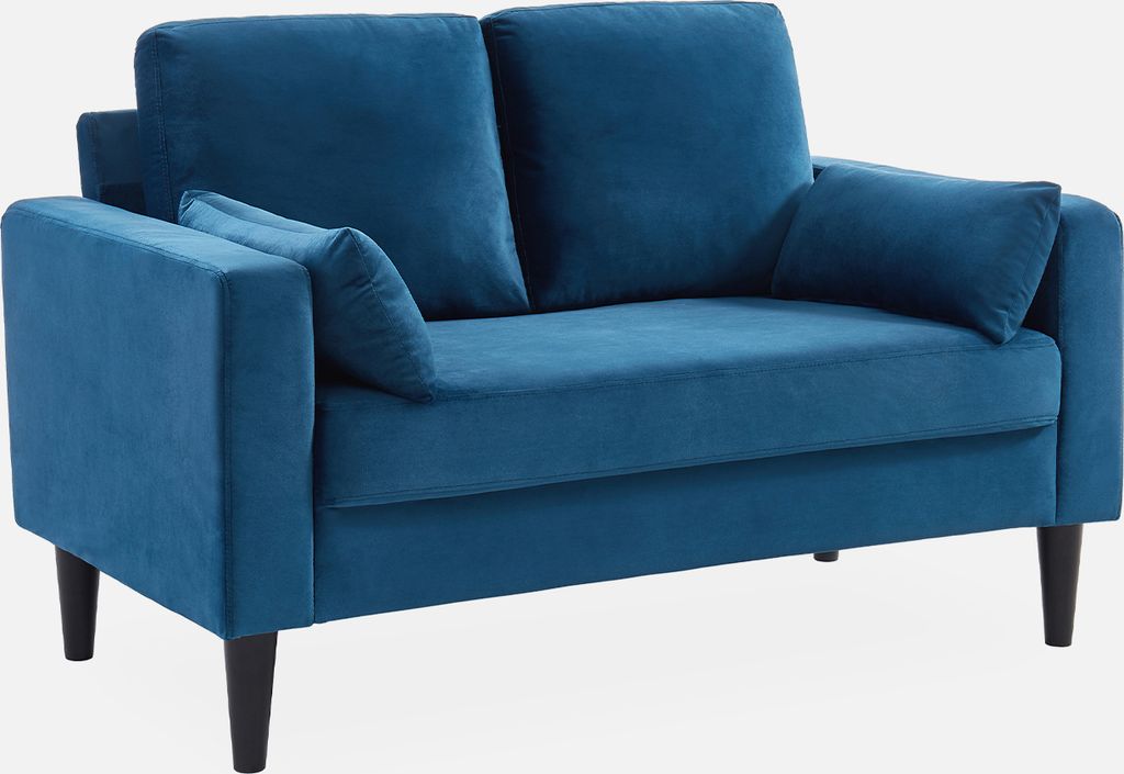 sweeek - 2-Sitzer-Vintage-Sofa mit Samt und Füßen aus Produktbild 