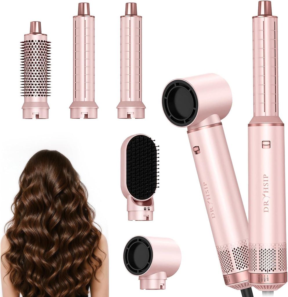 Hairstyler, Föhnbürste mit haartrockner für Frauen, Airstyler mit Föhn, Glätten,Lockenstab Automatisch, Haarglätter, Rundbürstenföhn, Ionen...