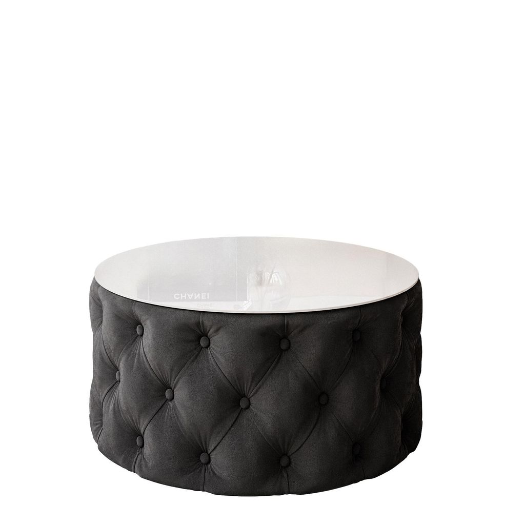 CHESTERFIELD 70 cm runder gepolsterter Couchtisch, Jasmine Produktbild 