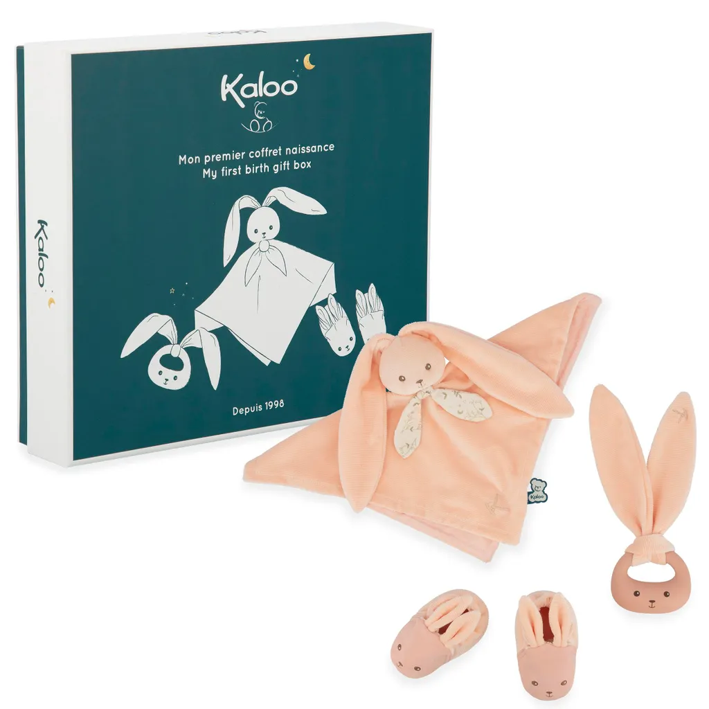 Set cadeau de naissance Kaloo Lapinoo doudou lapin Pêche multicolore