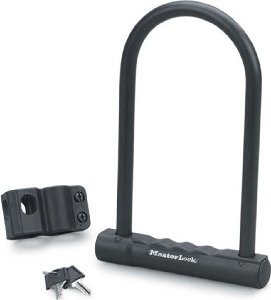 Fahrrad U-Schloss Masterlock, 180mm Höhe, 12mm Durchmesser, Gehärteter Stahl, Scheibenzylinder, Schwarz