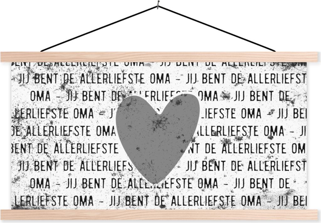 MuchoWow Textilposter Liebe Oma - Muttertag - Retro - Geschenk - schwarz-weiß 60x30 cm mit holzfarbenen Rahmen - Dekoration