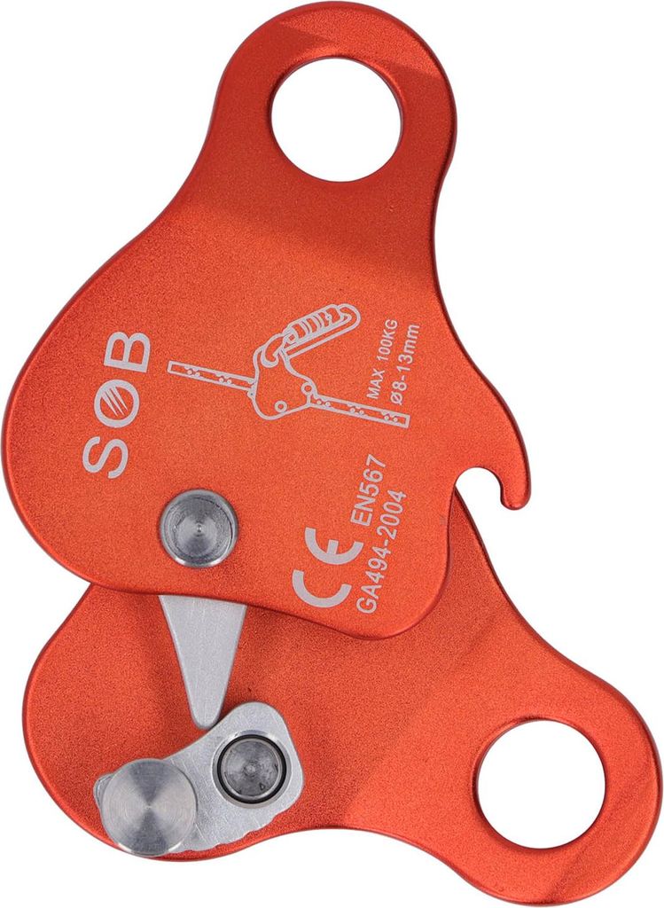Kletterseilgreifer Aluminiumlegierung Selbstsichernd 8-13 mm Kletterseilgreifer Stopper für Outdoor-Klettern Bergsteigen Orange