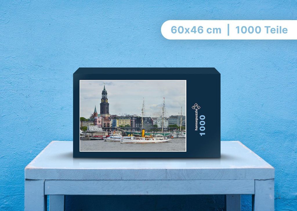 hansepuzzle 108945 - Hamburg Puzzle, 1000 Teile, Orte, 60,0 x 46,0cm mit hochwertiger Aufbewahrung, Kartonbox und wiederverschließbarem Beutel