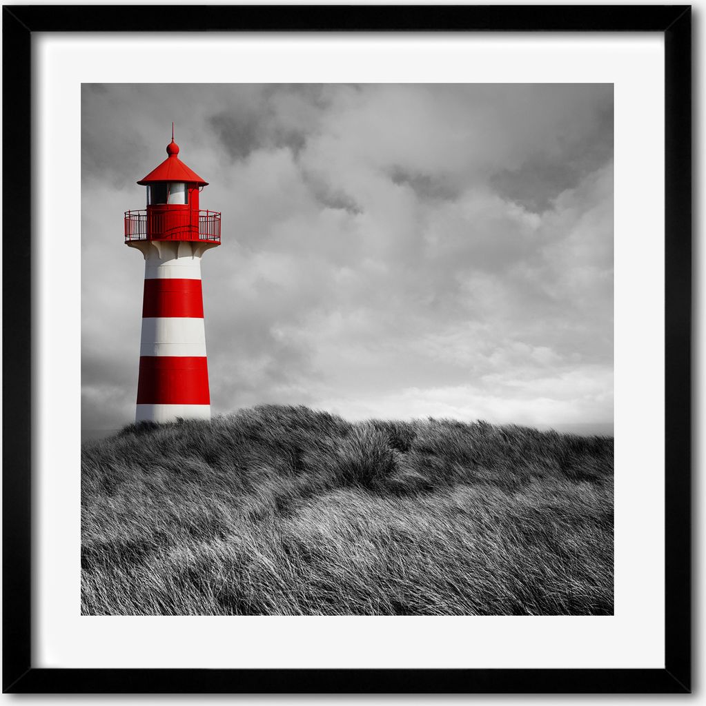 Bild - 50 cm x 50 cm - MDF - Rahmen, Wandkunst - Leuchtturm