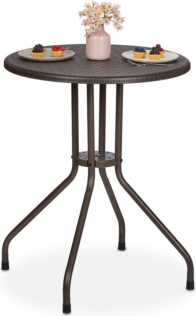 Relaxdays Gartentisch, H x D: 73 x 60 cm, Rattanoptik, Produktbild 