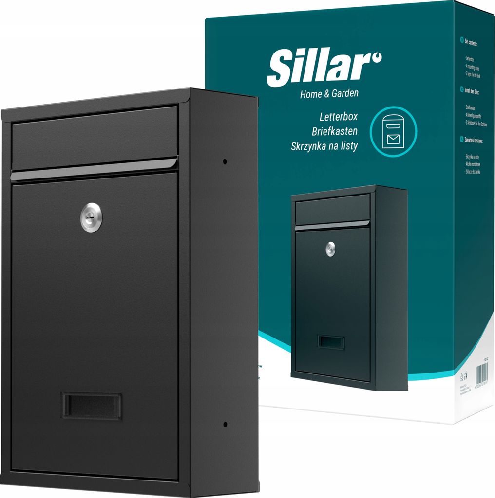 A black letterbox is shown in front of its packaging.