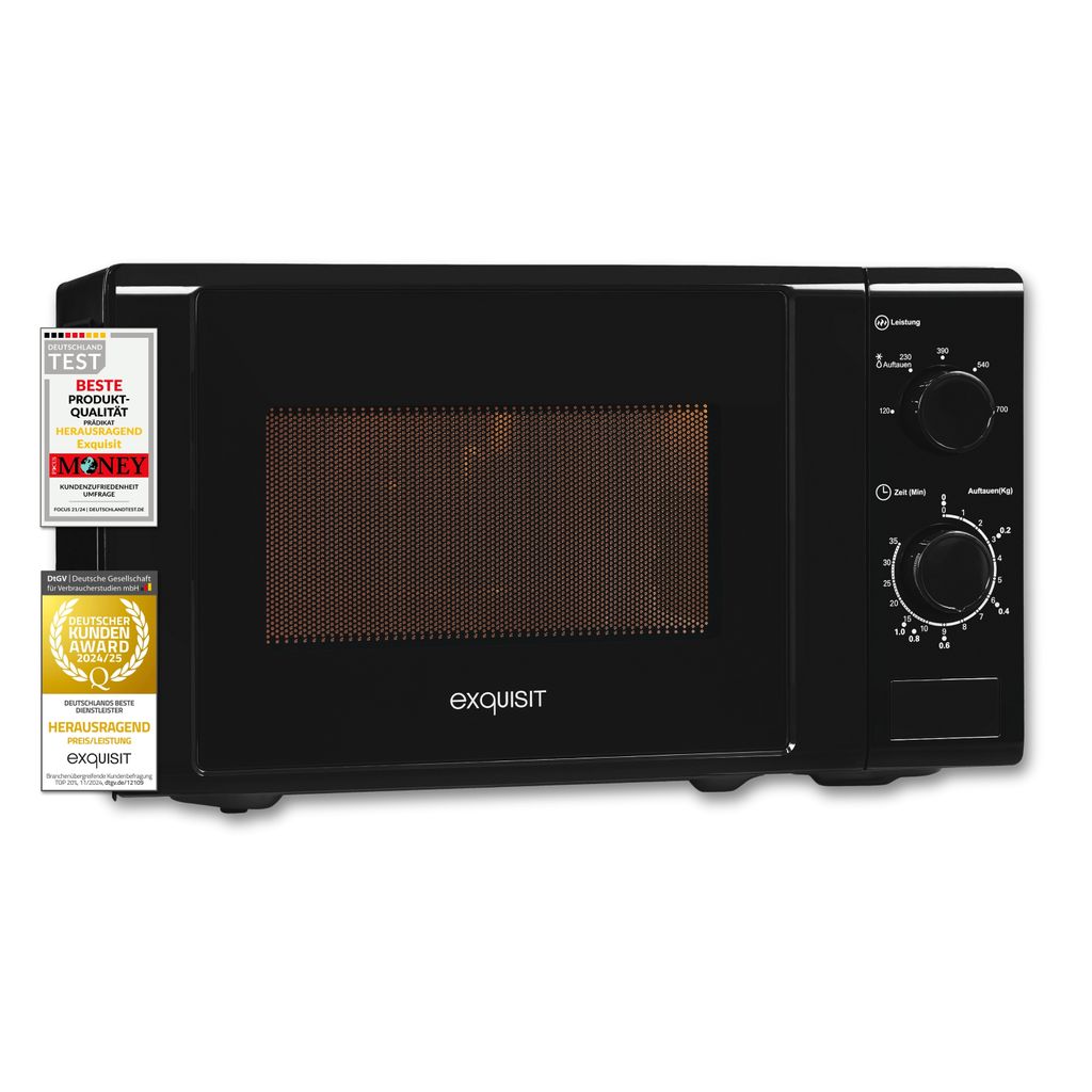 Exquisit Mikrowelle MW 900-030 schwarz | 700 W | Garraum 20 Produktbild 