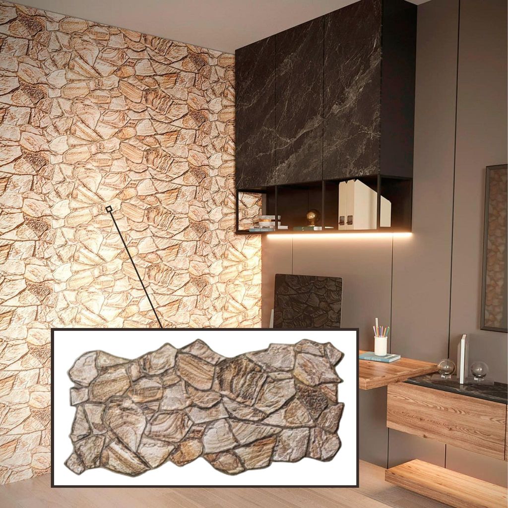 3D-Wandpaneele PVC | Stein Optik | Sandstein Braun - 1 Produktbild 