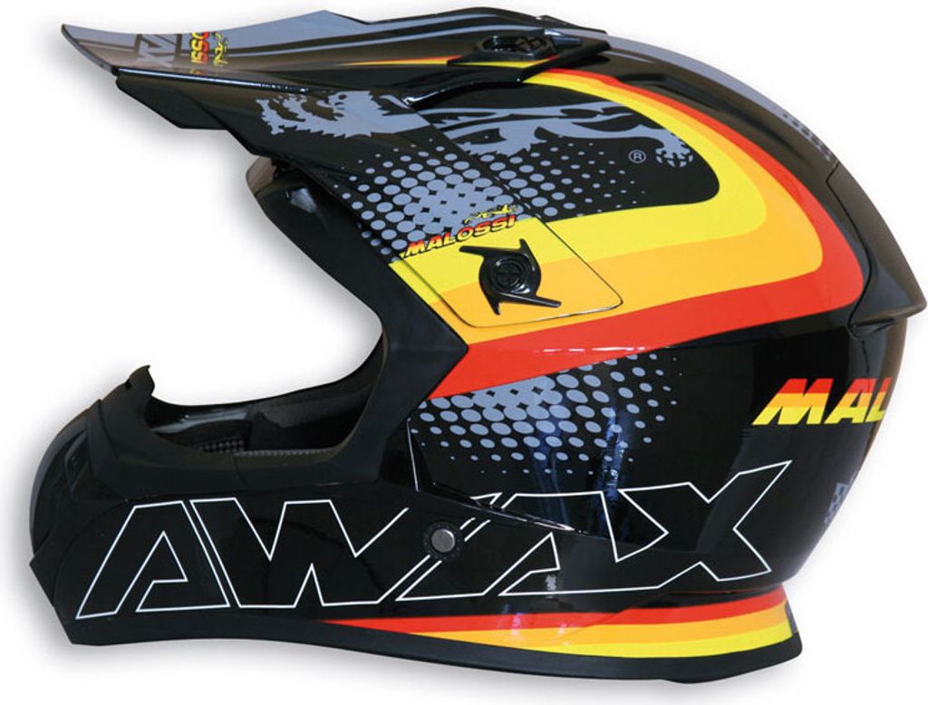 Motocross-Helm Malossi Schwarz Rot Gelb größe S