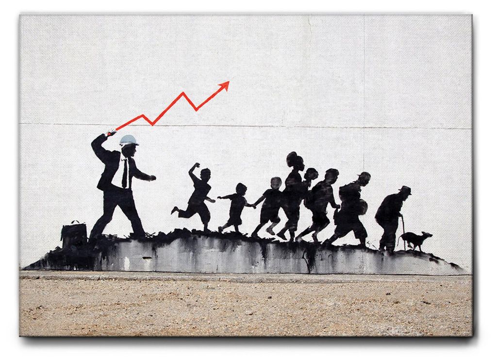 Giallobus - Die Peitsche - Banksy - 100L x 70B cm - Bild - Leinwand mit Standardrahmen