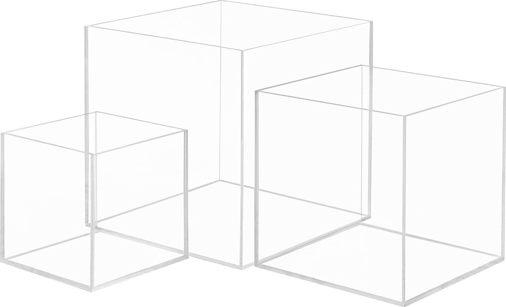 Belle Vous Klare Schaukasten Acryl (3 Pack) Acryl Vitrine 3 Unterschiedlich Große Acryl Boxen zum Ausstellen - Staubdichte Schaukasten Vitrine für