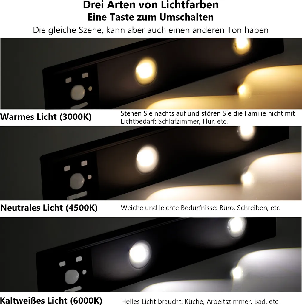 Barra LED 30cm Nera Wireless per Armadio e Cucina - Sensore Smart - 9