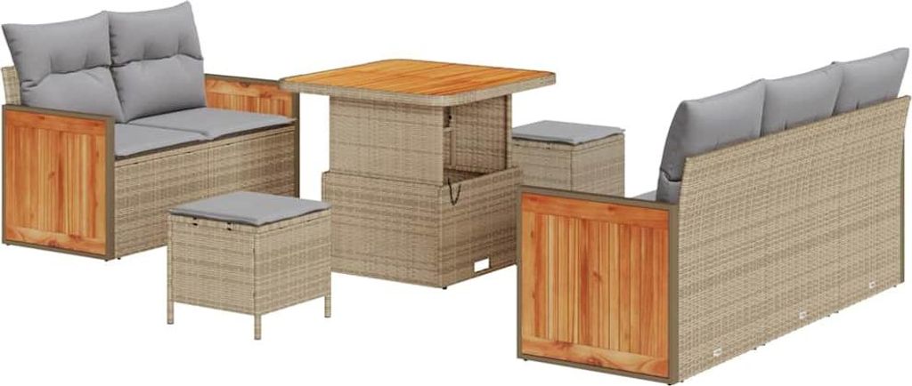 vidaXL Gartensofa-set mit Kissen 8 pcs Beige und Hellgrau