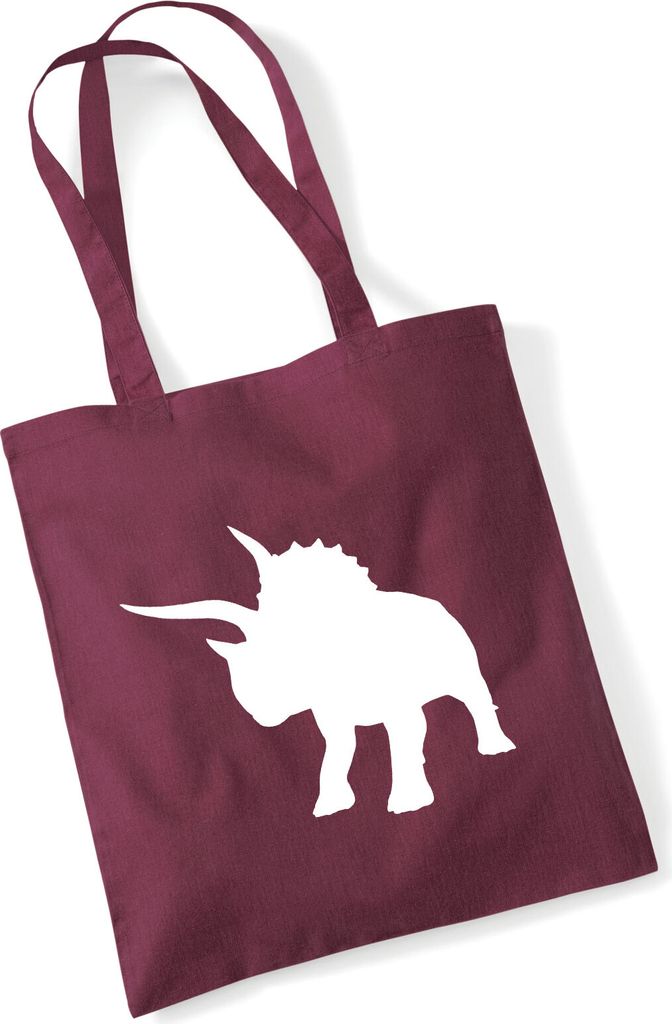 Huuraa Jutebeutel Triceratops Dinosaurier 10 Liter Burgundy Baumwolle Tasche Geschenkidee