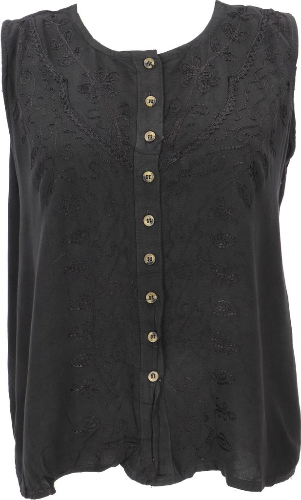 Besticktes Indisches Hippie Top, Boho-chic Bluse - Schwarz, Damen, Viskose, Tops & T-Shirts