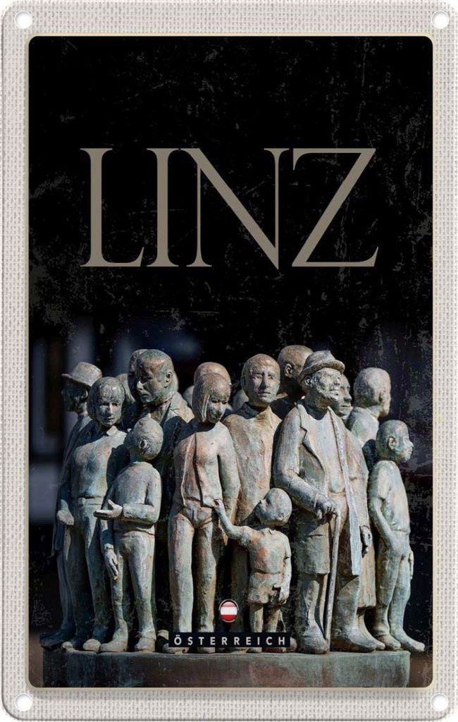 vianmo Blechschild 30x20 cm Linz Österreich Skulptur Menschen Bildmotiv Reisemotiv Abenteuer Reisen Urlaub