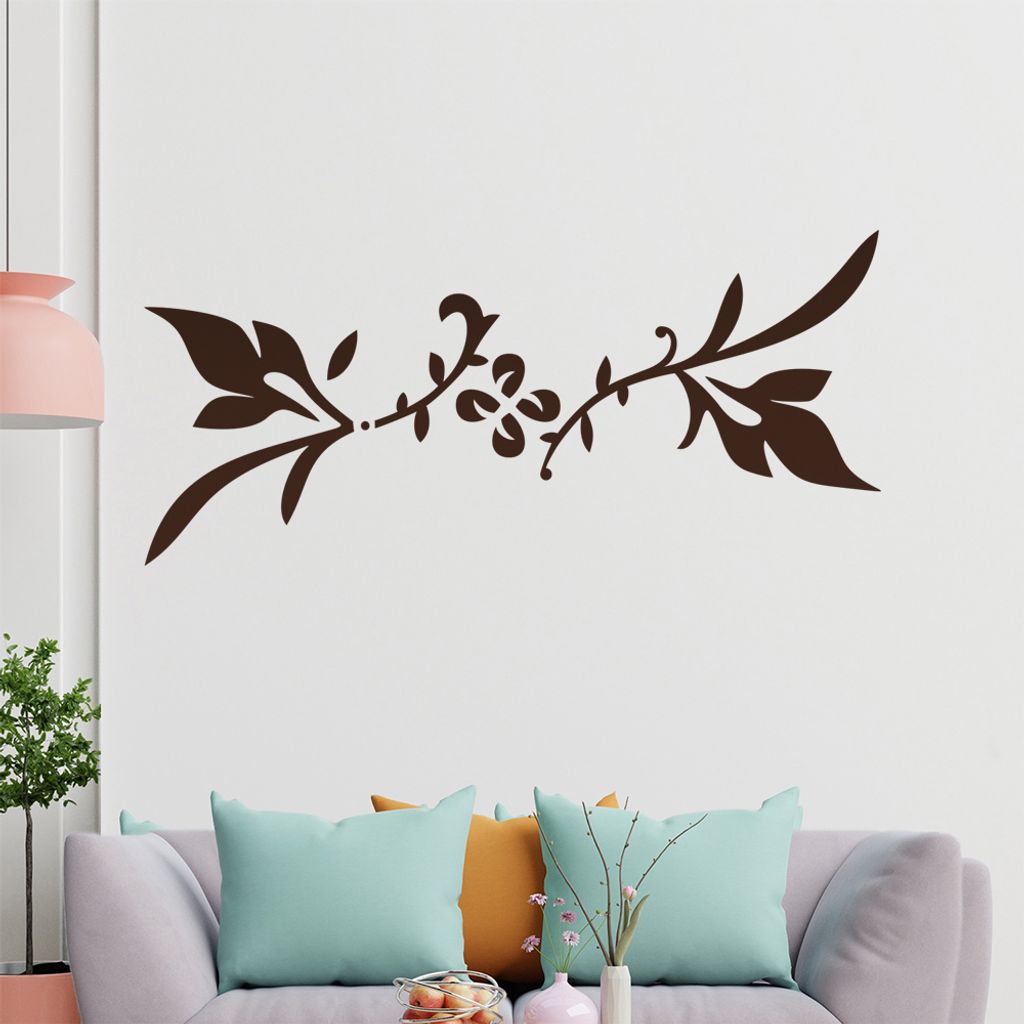 Blätter - Linien Wandtattoo in 6 Größen - Wandaufkleber Wall Sticker - Dekoration, Küche, Wohnzimmer, Schlafzimmer, Badezimmer
