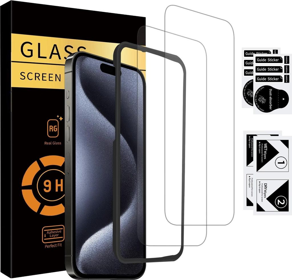Handy Display Schutzglas - 2 Stück - 9H - passend für iPhone 16 Pro Max